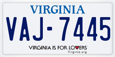 VA license plate VAJ7445