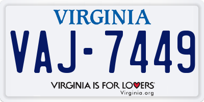 VA license plate VAJ7449
