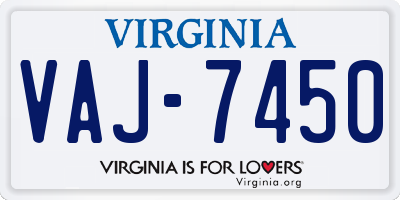 VA license plate VAJ7450