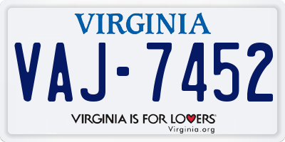 VA license plate VAJ7452