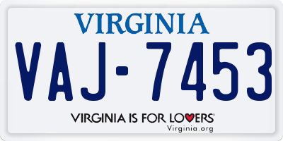 VA license plate VAJ7453