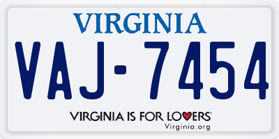VA license plate VAJ7454