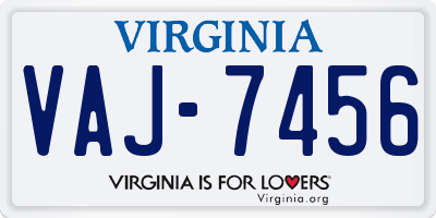 VA license plate VAJ7456