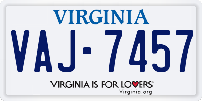 VA license plate VAJ7457