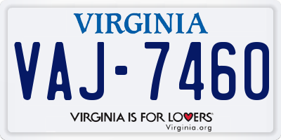 VA license plate VAJ7460