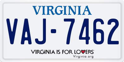 VA license plate VAJ7462