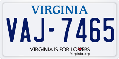 VA license plate VAJ7465
