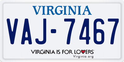 VA license plate VAJ7467