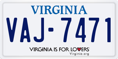 VA license plate VAJ7471