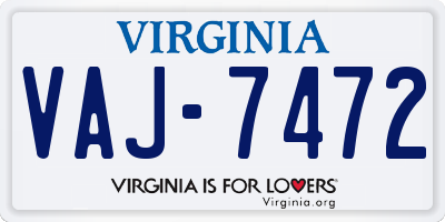 VA license plate VAJ7472