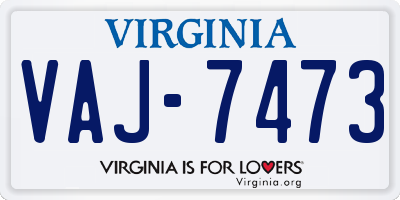 VA license plate VAJ7473