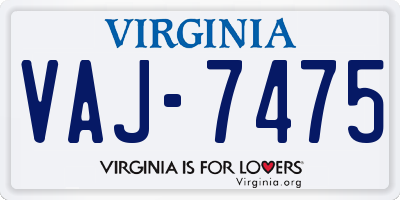 VA license plate VAJ7475