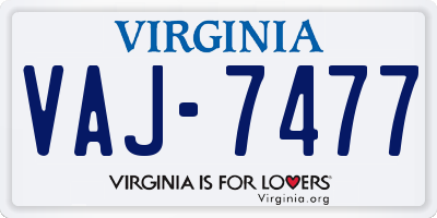 VA license plate VAJ7477
