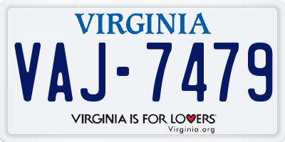 VA license plate VAJ7479