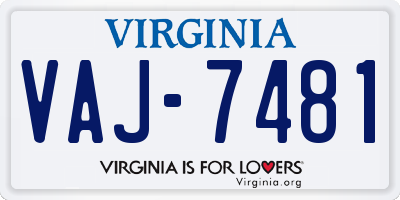 VA license plate VAJ7481
