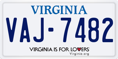 VA license plate VAJ7482
