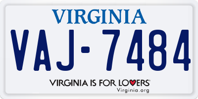 VA license plate VAJ7484