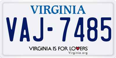 VA license plate VAJ7485