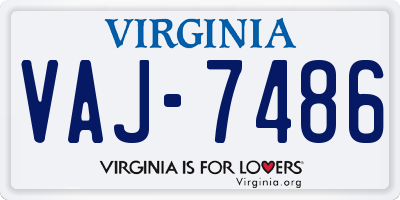 VA license plate VAJ7486