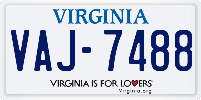 VA license plate VAJ7488
