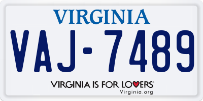 VA license plate VAJ7489
