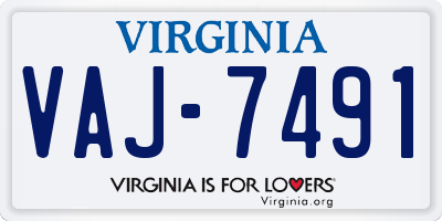 VA license plate VAJ7491