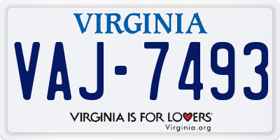 VA license plate VAJ7493