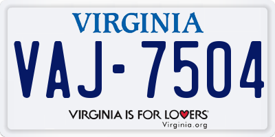 VA license plate VAJ7504