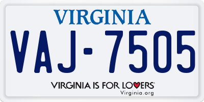 VA license plate VAJ7505