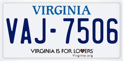 VA license plate VAJ7506