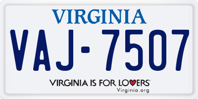 VA license plate VAJ7507