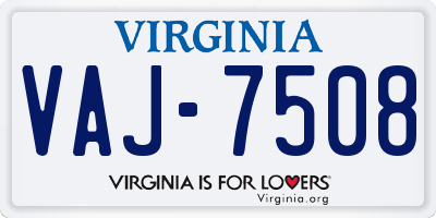 VA license plate VAJ7508