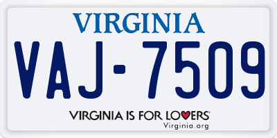 VA license plate VAJ7509