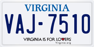 VA license plate VAJ7510