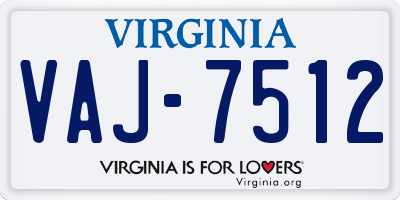 VA license plate VAJ7512