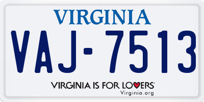 VA license plate VAJ7513