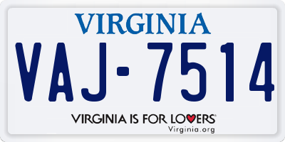 VA license plate VAJ7514