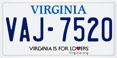 VA license plate VAJ7520
