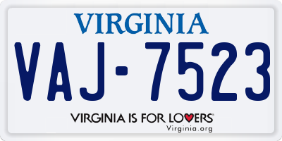 VA license plate VAJ7523