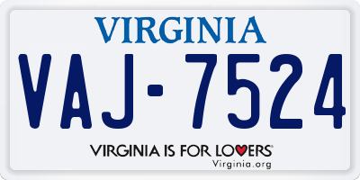 VA license plate VAJ7524