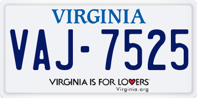 VA license plate VAJ7525