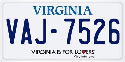 VA license plate VAJ7526