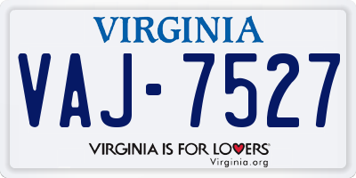VA license plate VAJ7527