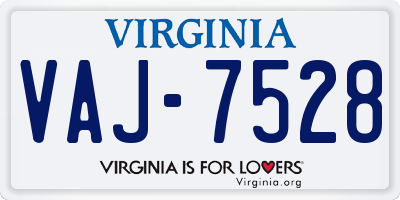 VA license plate VAJ7528