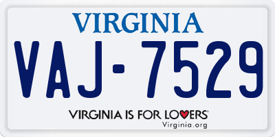 VA license plate VAJ7529