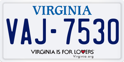 VA license plate VAJ7530
