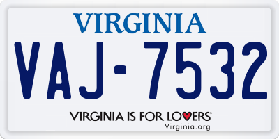 VA license plate VAJ7532