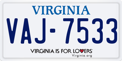 VA license plate VAJ7533