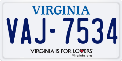VA license plate VAJ7534