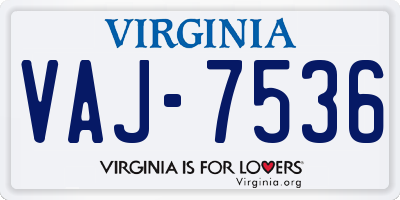 VA license plate VAJ7536